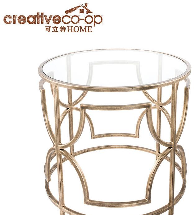 可立特Creative家居饰品古铜色金属玻璃希腊雷文图案咖啡桌11