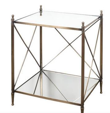 可立特家居饰品 美式古铜色金属框架镜面桌面边桌11