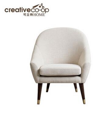 可立特 美式乡村 亚麻单人沙发可定制头层牛皮 预计90天发货