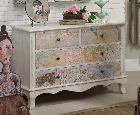 可立特Creative Home 家居饰品 美式乡村衫木拼花图案梳妆柜11